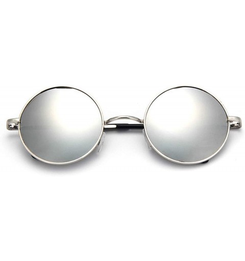 Oversized Retro Vintage Black Silver Gothic Steampunk Round Metal Sunglasses Men Women Mirrored Circle Sun Glasses - CM199CHG...