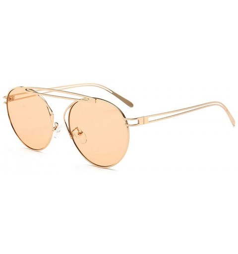 Oval Small Oval Vintage Sun Glasses Retro Punk Metal Frame Color Tinted Shades - Champagne - C118LNSWCM2 $12.87