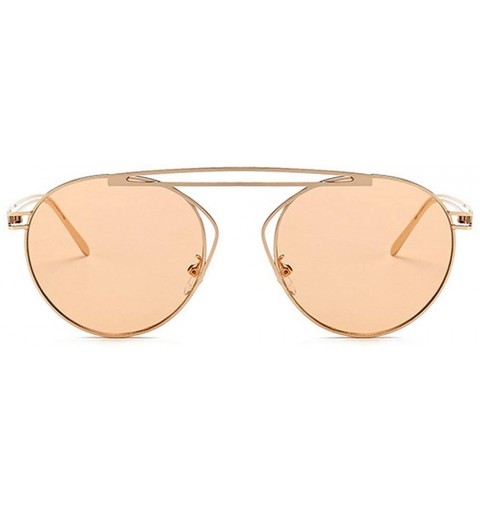 Oval Small Oval Vintage Sun Glasses Retro Punk Metal Frame Color Tinted Shades - Champagne - C118LNSWCM2 $12.87