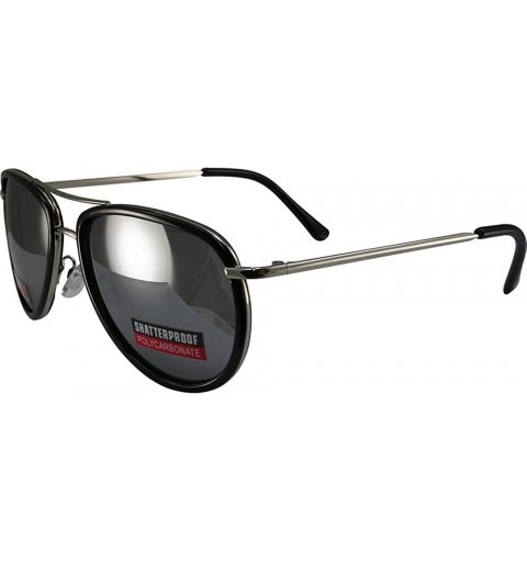 Aviator Aviator Sunglasses Black Trimmed Frames with Flash Mirror Lenses! - CT12M8P3FU3 $21.98