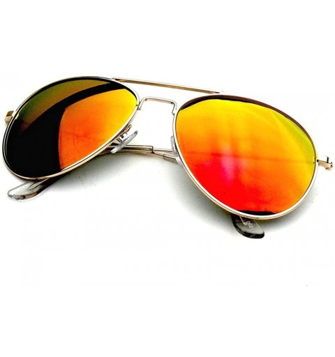 Wrap Aviator Sunglasses Vintage Mirror Lens New Men Women Fashion Frame Retro Pilot - CA12NYSL7G1 $19.97