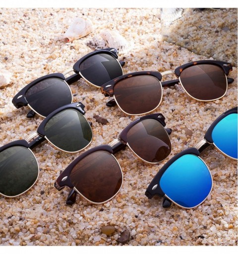 Wayfarer Polarized Sunglasses Semi Rimless Frame Brand Designer Classic Women Men Retro Sun Glasses TL6005 - CR18I6EGQE0 $9.82