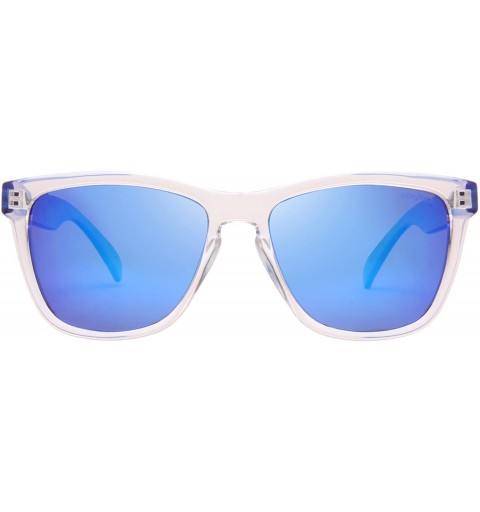 Oval Women's Oversized Polarized Sunglasses LS5240 - Transparent Frame Blue Lenses - CL18CWSZTIA $21.01