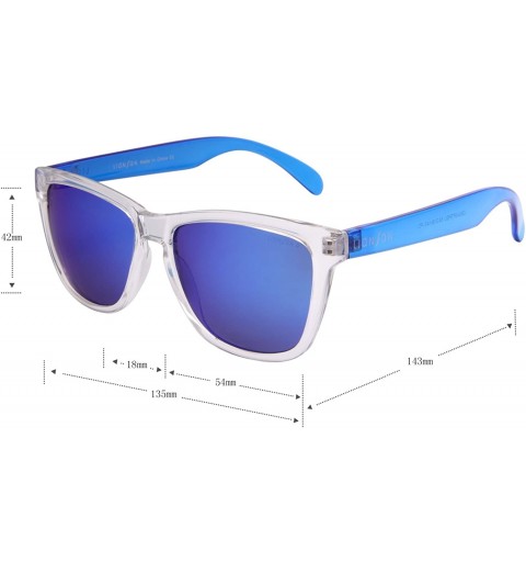 Oval Women's Oversized Polarized Sunglasses LS5240 - Transparent Frame Blue Lenses - CL18CWSZTIA $21.01