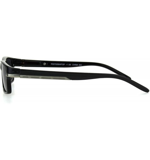 Rectangular Mens Narrow Rectangular Plastic Powered Reader Lens Reading Sunglasses - Grey - CW18HLLO4IO $10.64