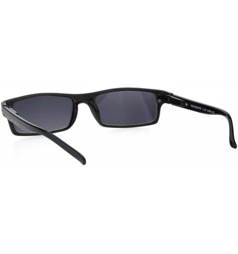 Rectangular Mens Narrow Rectangular Plastic Powered Reader Lens Reading Sunglasses - Grey - CW18HLLO4IO $10.64