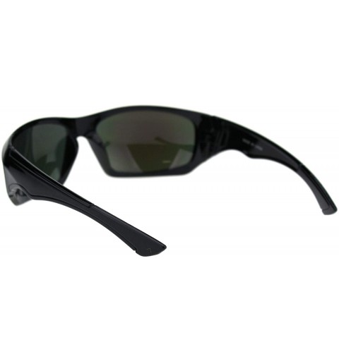 Sport Mens Aerodynamic Robotic Futurism Black Plastic Sport Sunglasses - Shiny Black Orange Mirror - CX18QU7UMNS $8.10