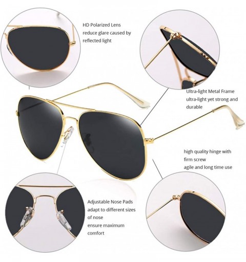 Round Premium Military Polarized Sunglasses Protection - 352-gold Gray - CM18ADL73H7 $16.49