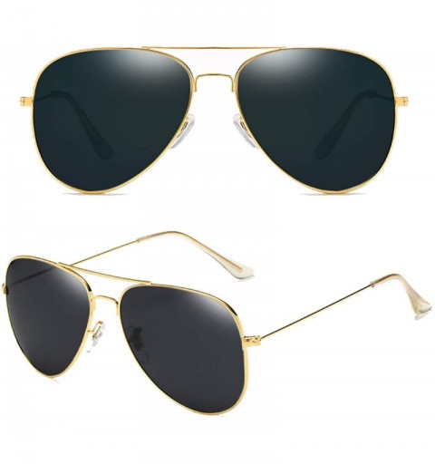 Round Premium Military Polarized Sunglasses Protection - 352-gold Gray - CM18ADL73H7 $16.49