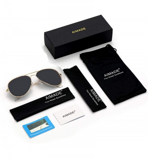 Round Premium Military Polarized Sunglasses Protection - 352-gold Gray - CM18ADL73H7 $16.49