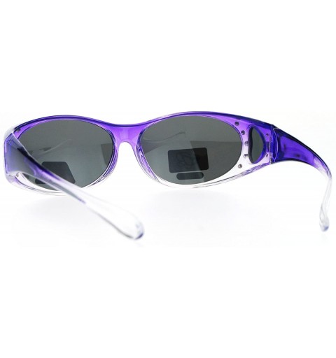 Oval Polarized Fit Over Glass Sunglasses Womens Rhinestone Oval Frame Ombre Colors - Purple - CS188KHDS22 $14.47