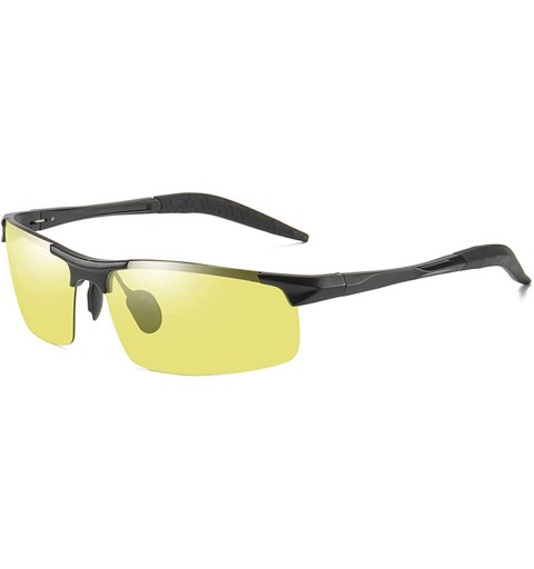 Rectangular Photochromic Polarized Sunglasses Men Women for Day and Night Driving Glasses - 8177-yellow - CD18YWD6IXK $53.31