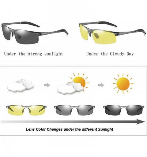 Rectangular Photochromic Polarized Sunglasses Men Women for Day and Night Driving Glasses - 8177-yellow - CD18YWD6IXK $26.66