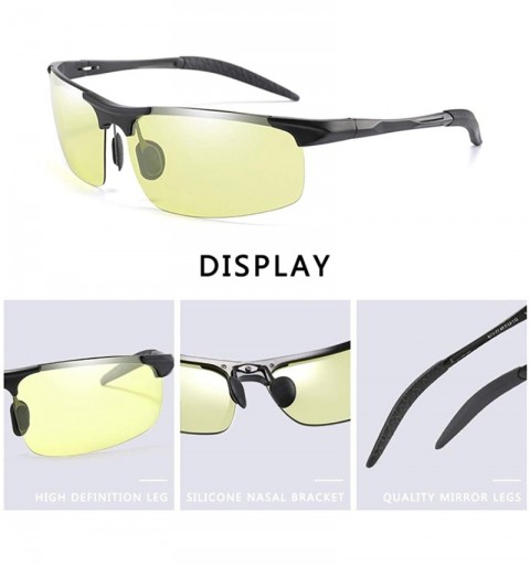 Rectangular Photochromic Polarized Sunglasses Men Women for Day and Night Driving Glasses - 8177-yellow - CD18YWD6IXK $26.66