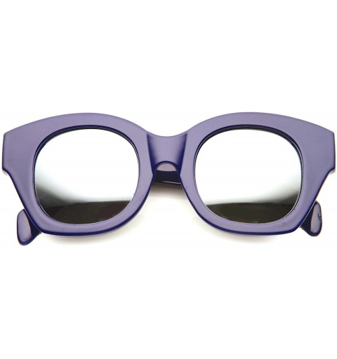 Cat Eye Oversize Bold Chunky Frame Square Mirrored Lens Cat Eye Sunglasses 46mm - Blue / Mirror - C6127Y68HPJ $11.78