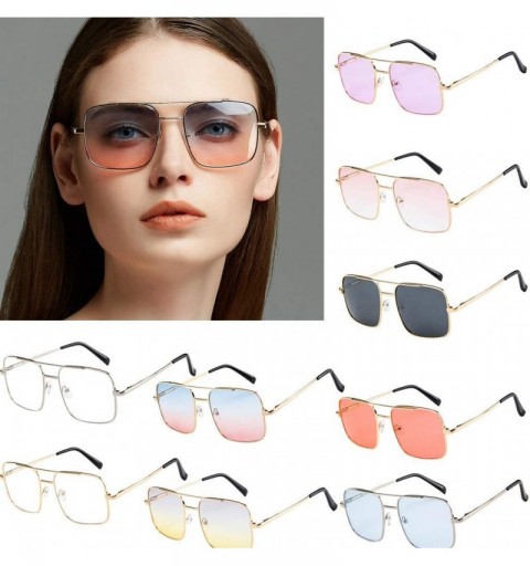 Rimless Unisex Colorful Lens Oversized Frame Sunglasses UV Polarised Pilot Classic Vintage Retro Glasses Eyeswear - Gray - C4...