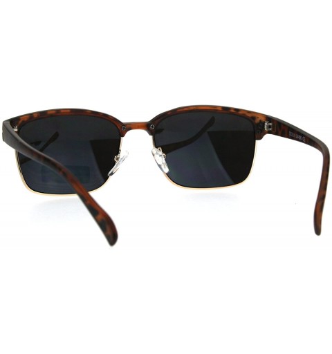 Rectangular Mens Classic Rectangular Half Horn Rim Designer Fashion Mod Sunglasses - Tortoise Blue - CP17YS8Q46K $14.98