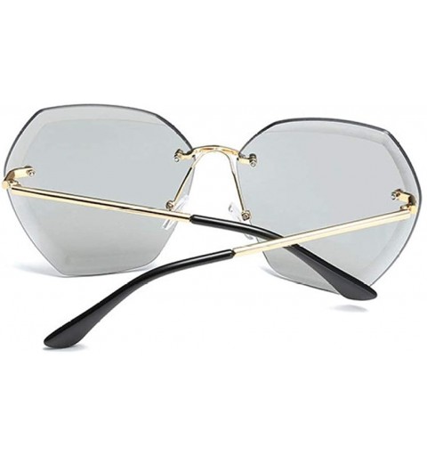 Wayfarer Sunglasses Women Rimless Diamond Cutting Lens Brand Designer Ocean Shades Vintage Sun Glasses Uv400 - Gold Grey - CE...