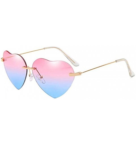 Round Vintage Sunglasses- Retro Love Ocean Piece Street Beat Peach Heart Shaped Sunglasses - F - C418RQY54KK $8.00