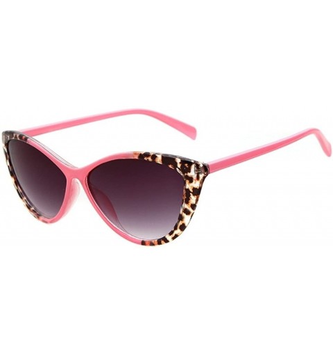 Square Women's STY-K211 Full Frame Leopard Detail Side Cateye Sunglasses - Pink - C012G5T347R $8.77
