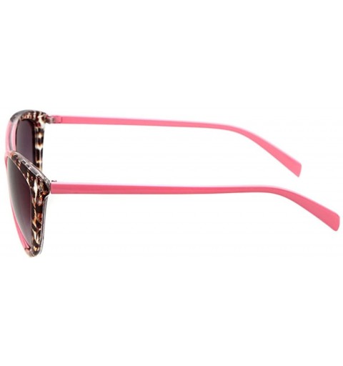 Square Women's STY-K211 Full Frame Leopard Detail Side Cateye Sunglasses - Pink - C012G5T347R $8.77