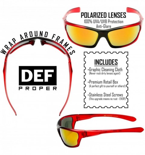 Wrap Polarized Wrap Around Sports Sunglasses - Red - Red Mirror - C318CSX3SS7 $15.67
