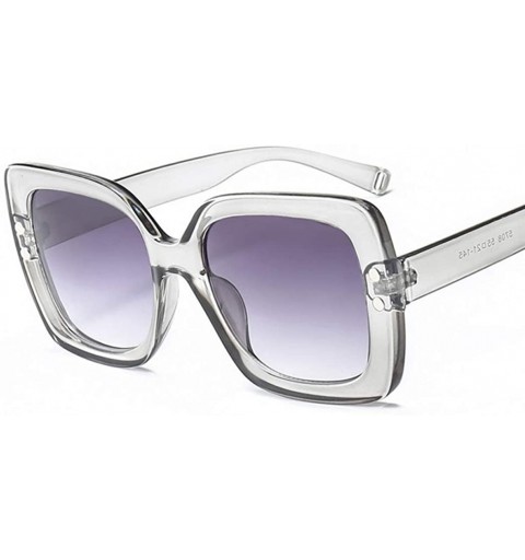 Oversized Women Oversized Sunglasses Vintage Transparent Gradient Sun Glasses Ladeis Big Frame Design Eyewear UV400 - Gray - ...