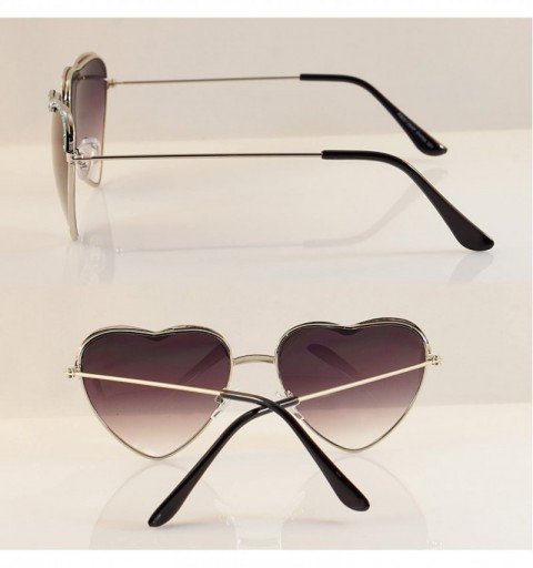 Aviator Cupid Valentine Jeweled Top Heart Sunglasses Rainbow Mirror Gradient A105 - Silver Blue/ Purple Gr - CT180LONL48 $10.57