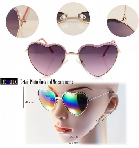 Aviator Cupid Valentine Jeweled Top Heart Sunglasses Rainbow Mirror Gradient A105 - Silver Blue/ Purple Gr - CT180LONL48 $10.57
