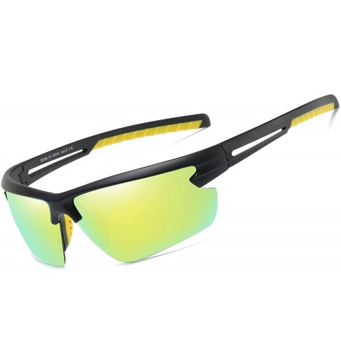 Sport Polarized Sports Sunglasses Cycling Driving Fishing Glasses 5 Interchangeable Lenses - Yellow - CK193AOTSO6 $28.73