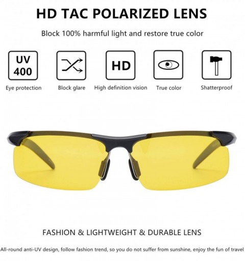 Sport Men's Polarized Sports Sunglasses for Driving Fishing Golf Metal Frame UV400 - CC18U5OCLGT $35.81