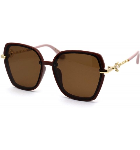 Butterfly Womens Pearl Jewel Flower Chain Arm Butterfly Sunglasses - Brown Gold Pink Brown - C2194KS282E $11.22