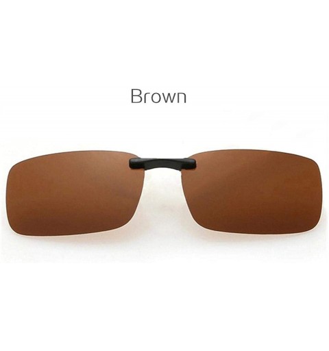 Goggle Square Polarized Sunglasses Man Clip Eyeglasses Men FramelNight Vision Goggles Sun Glasses Flip Up - Brown - CO198AIRZ...