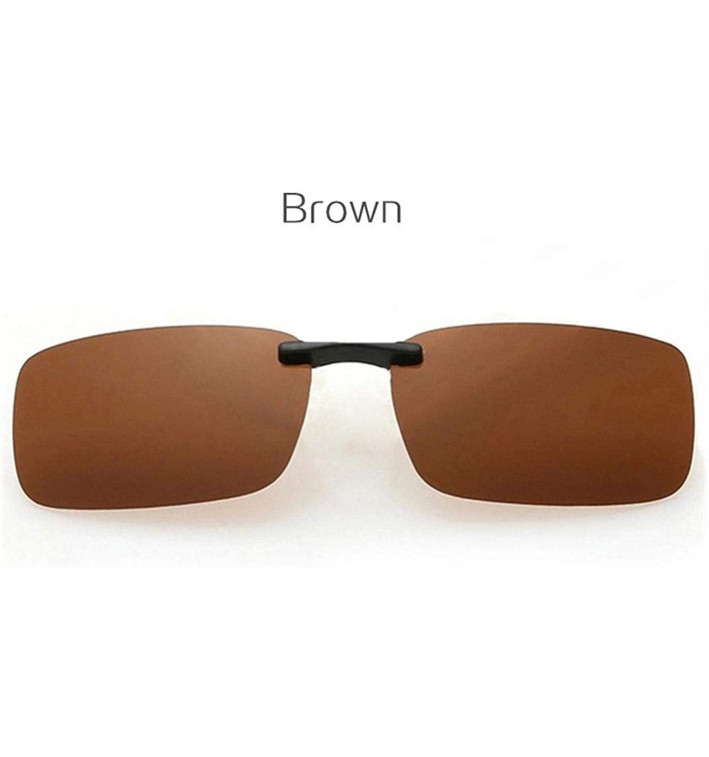 Goggle Square Polarized Sunglasses Man Clip Eyeglasses Men FramelNight Vision Goggles Sun Glasses Flip Up - Brown - CO198AIRZ...
