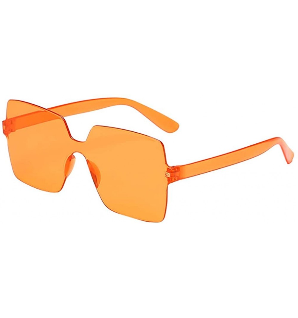 Semi-rimless 2020 New Unisex Oversized Square Candy Colors Glasses Rimless Frame Unisex Sunglasses - C - CH196SZ0Z7X $11.16
