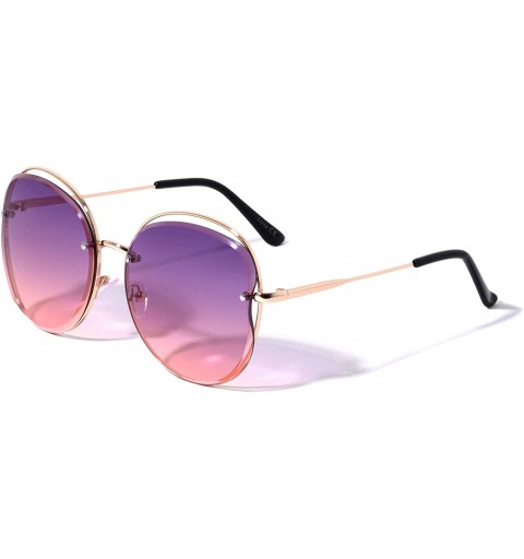 Round Manila Round Wireframe Diamond Edge Cut Lens Fashion Sunglasses (Purple) - C21960RK583 $14.93