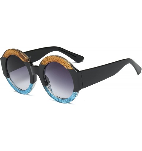 Round Retro Vintage Circle Round Oversized UV Protection Fashion Sunglasses - Gold - CU18IZC83LE $12.16