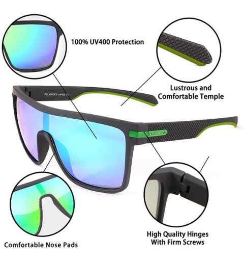 Square Polarized Sports Sunglasses for Men Vintage Square Cycling Running Fishing Golf Glasses - Green - CJ196LA2C2Q $15.67