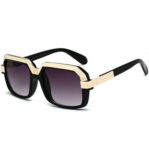 Square Hot Brand Designer Unisex Classic Square Sunglasses Vintage Shades - Gold&black - C918M4C5XKM $16.25