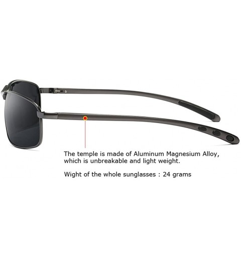 Wrap Rectangular Polarized Sunglasses Al-Mg Alloy Temple Spring Hinge UV400 - Grey - CN18CGQC9HH $30.16