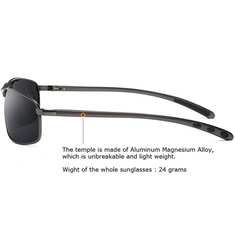 Wrap Rectangular Polarized Sunglasses Al-Mg Alloy Temple Spring Hinge UV400 - Grey - CN18CGQC9HH $13.49