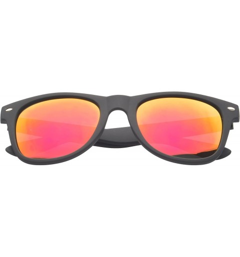Round Retro Square Fashion Sunglasses in Black Frame Blue Lenses - Pink Orange - C311OJZAYAN $9.59