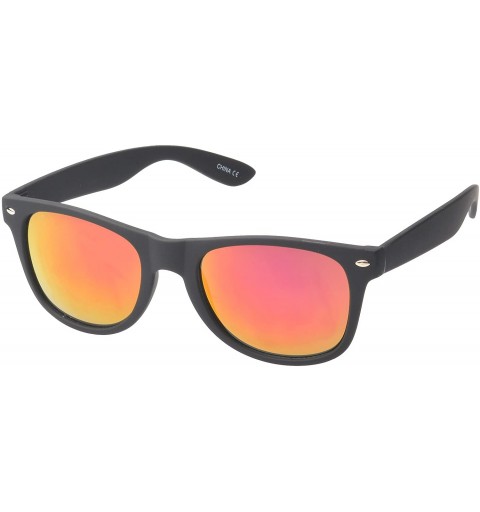 Round Retro Square Fashion Sunglasses in Black Frame Blue Lenses - Pink Orange - C311OJZAYAN $9.59