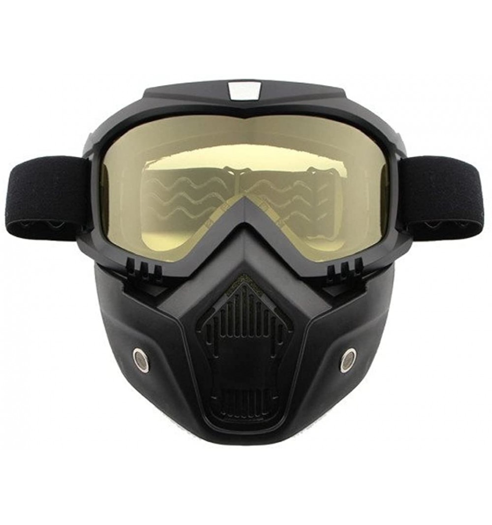 Square Mens Motorcycle Ski Windproof Polarized Sport Sunglasses - Black Frame Yellow Lens - CX188CZHL5E $43.17