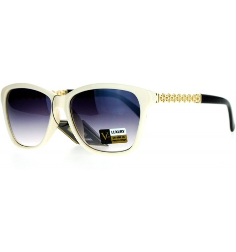 Rectangular VG Eyewear Womens Chain Arm Jewel Diva Cateye Horn Rim Sunglasses - Beige - CQ128KMUCHR $21.47