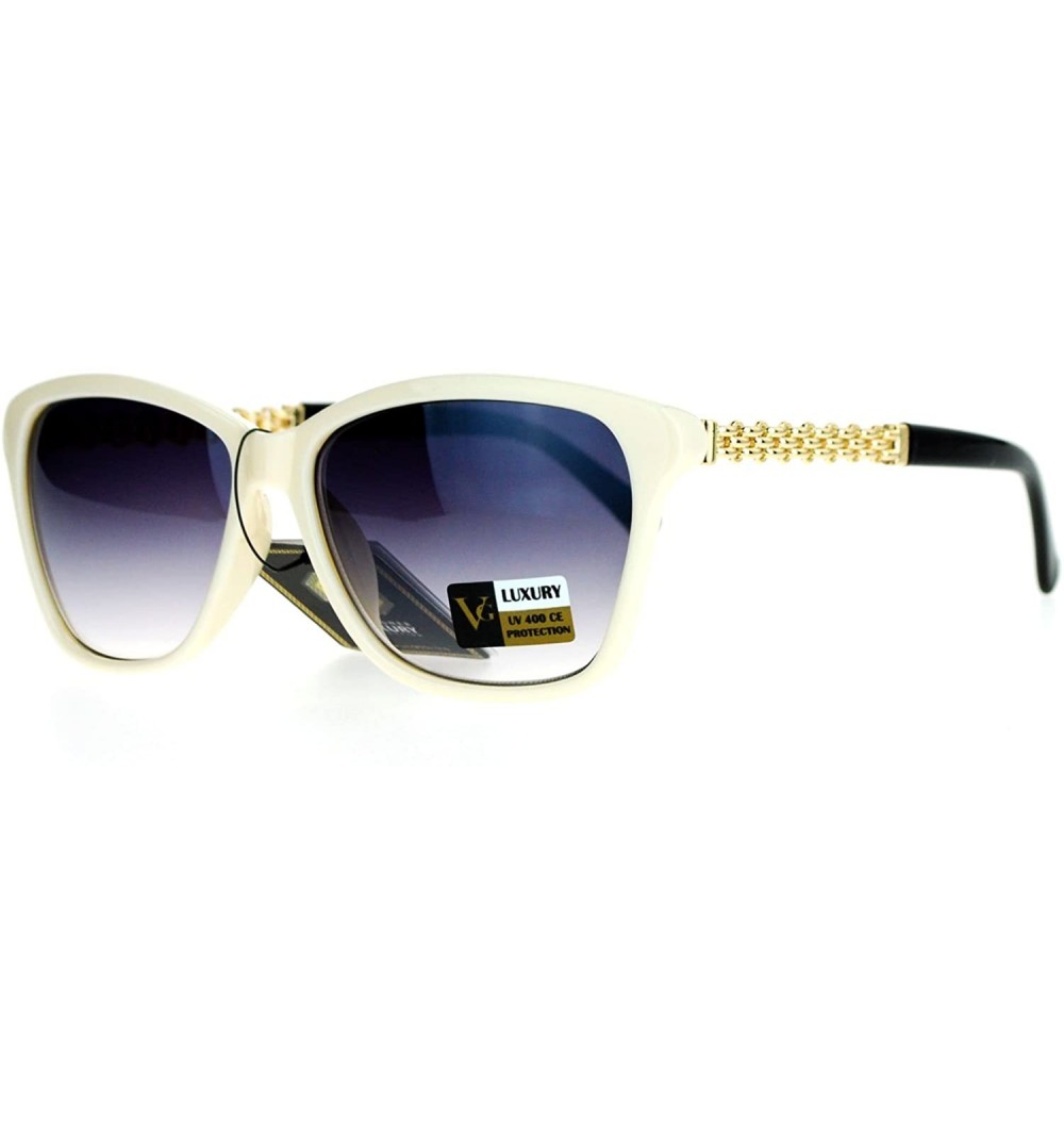 Rectangular VG Eyewear Womens Chain Arm Jewel Diva Cateye Horn Rim Sunglasses - Beige - CQ128KMUCHR $12.34