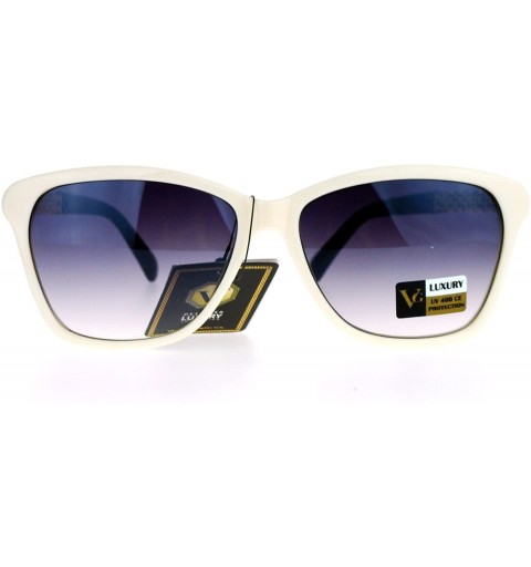 Rectangular VG Eyewear Womens Chain Arm Jewel Diva Cateye Horn Rim Sunglasses - Beige - CQ128KMUCHR $12.34
