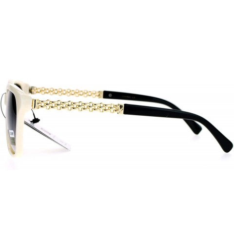 Rectangular VG Eyewear Womens Chain Arm Jewel Diva Cateye Horn Rim Sunglasses - Beige - CQ128KMUCHR $12.34