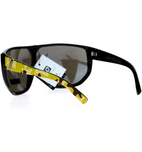 Shield Biohazard Sunglasses Mens Oversized Shield Goggle Frame Mirror Lens - Beige Camo - CR187NQEIZQ $9.10