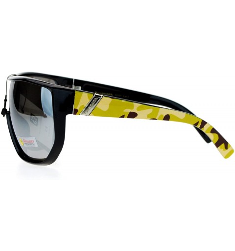 Shield Biohazard Sunglasses Mens Oversized Shield Goggle Frame Mirror Lens - Beige Camo - CR187NQEIZQ $9.10